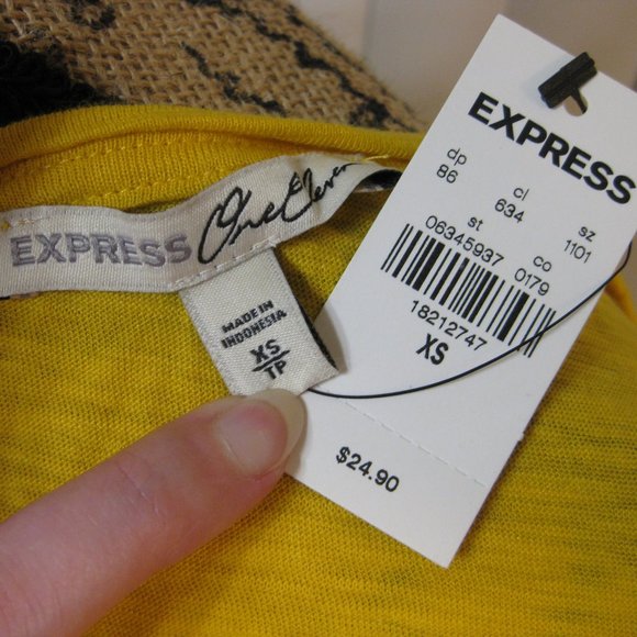 NWT Express yellow rainbow tee top shirt XS - Picture 6 of 6